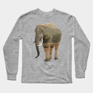 Elephant - double exposure - Africa Long Sleeve T-Shirt